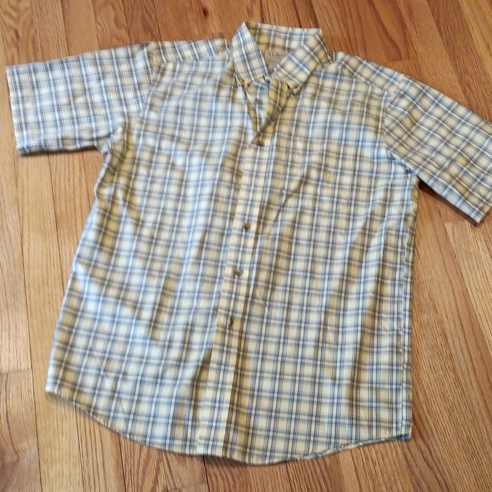 L.L. Bean Yellow Plaid Shirt-Sleeved Button-Down■ Size M